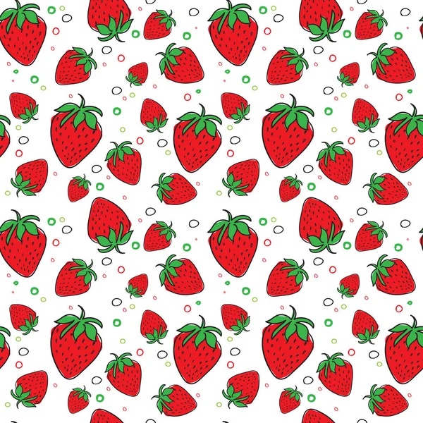 Nahtlose Muster Erdbeere Früchte Sommer Ornament Hintergrund — Stockvektor