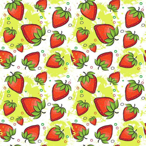 Patrón sin costura fresa frutas verano ornamento fondo — Vector de stock