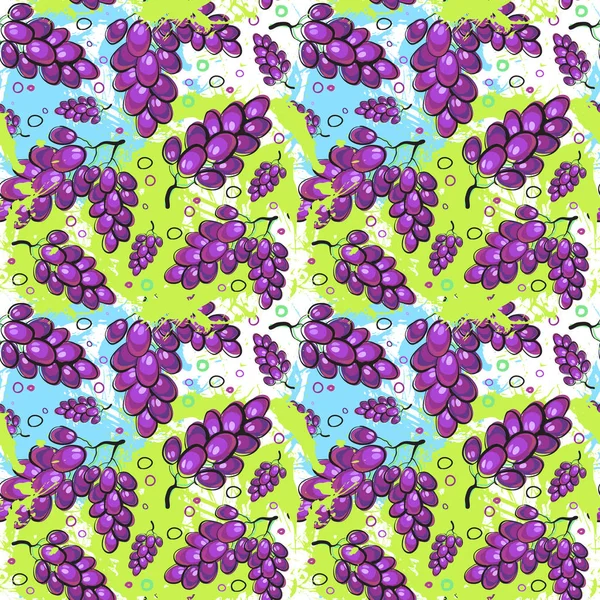 Patrón sin costura de frutas de uva ornamento de verano de fondo — Vector de stock