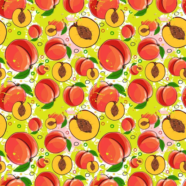 Dikişsiz desen şeftali meyve yaz süsleme arka plan