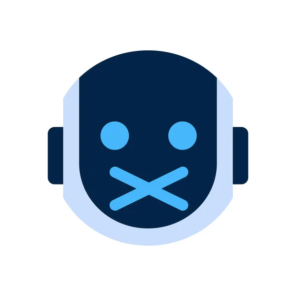 Rosto do robô Ícone Silencioso Rosto Chocado Emoji Robótico —  Vetores de Stock