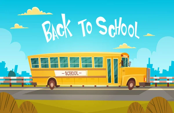 Yellow Bus Riding Back To School 1 September — Stockvector