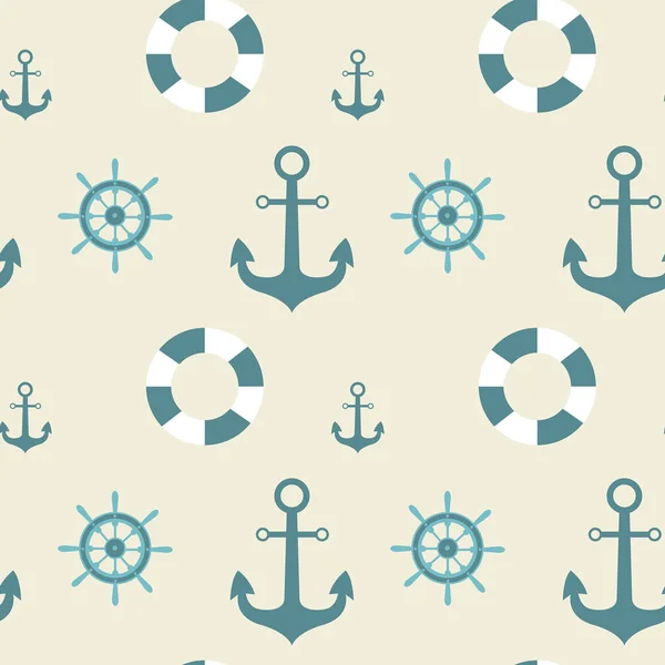 Anchors Seamless Pattern Marine Vintage Ornament Latar Belakang - Stok Vektor