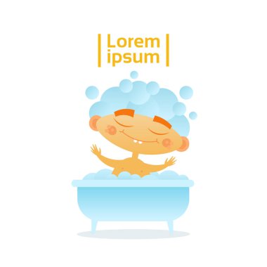 Şirin bebek çocuk banyo yürümeye başlayan çocuk mutlu karikatür bebek alarak