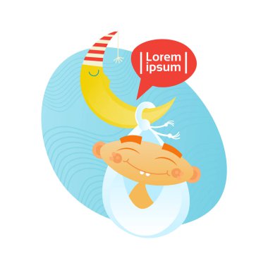 Yürümeye başlayan çocuk çizgi film bebek bezi içinde uyuyan sevimli bebek