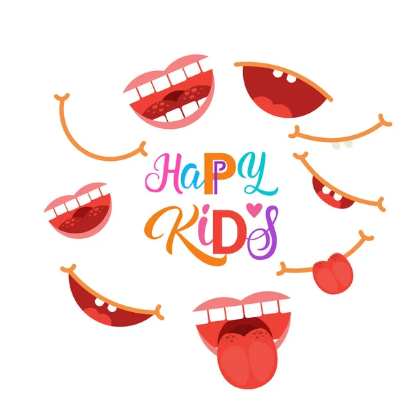 Happy Kids Logo Kindergaten veya okul çocuk afiş için — Stok Vektör