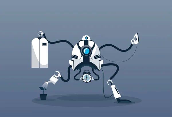 Modern Robot háztartás technológia mesterséges intelligencia tisztító mechanizmus — Stock Vector