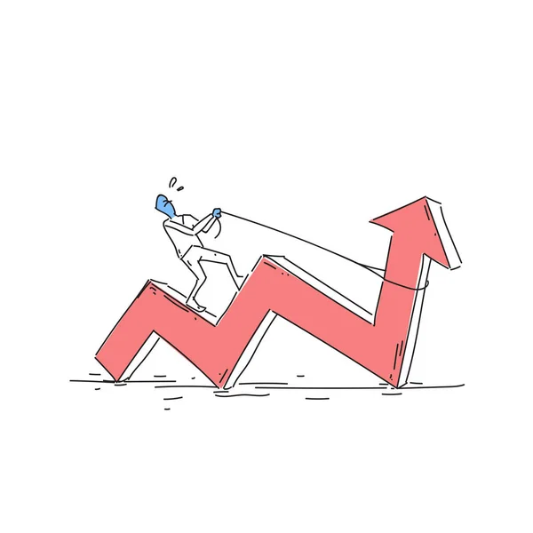 Obchodní muž Ride červená šipka nahoru finanční úspěch konceptu — Stockový vektor