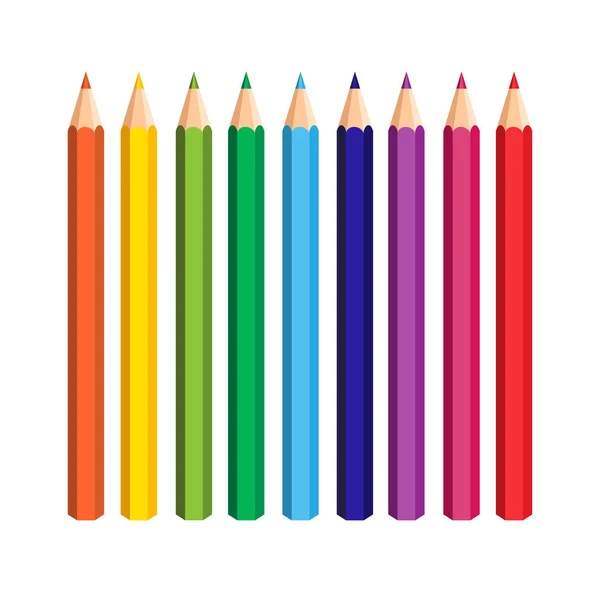 Colorful Pencils Set On White Background — Stock Vector