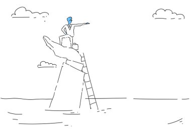 İş adam tırmanma merdiveni kariyer fırsatı büyüme kavramı Finans başarı