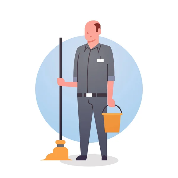 Ο άνθρωπος καθαρισμού υπηρεσίας εργαζόμενος επάγγελμα καθαριστής εικονίδιο — Διανυσματικό Αρχείο