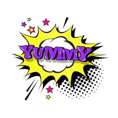 Komik konuşma sohbet Bubble Pop Art stil nefis ifade metin simgesini