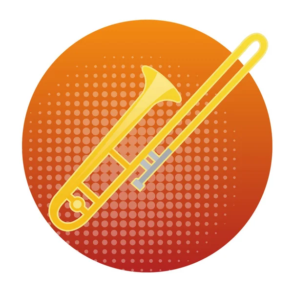 Trombone Ícone Vento Instrumento de Música Conceito — Vetor de Stock