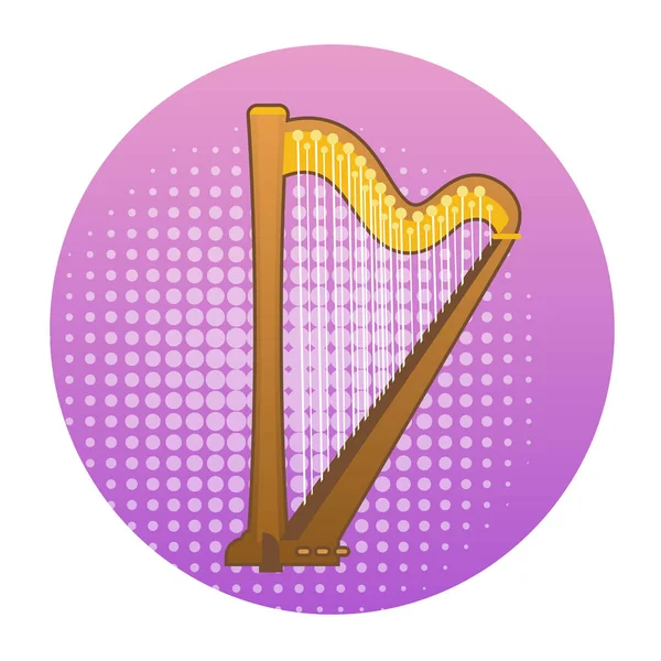 Harpe Icône Ancient Music Instrument Concept — Image vectorielle