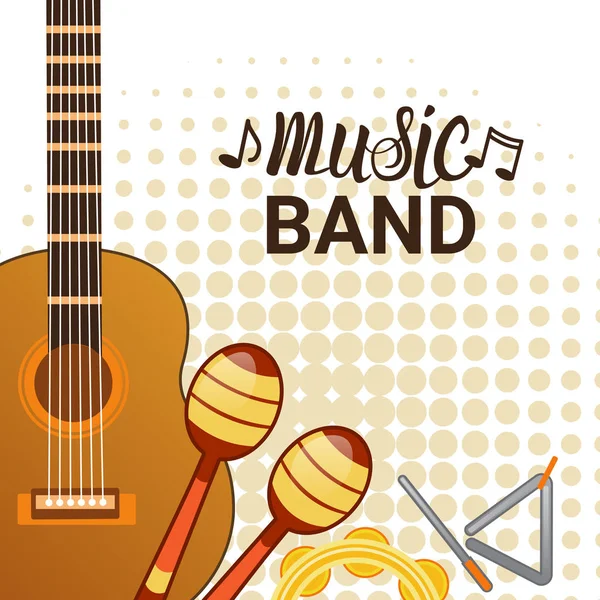 Instrumentos de Banda de Música Definir conceito de cartaz de concerto musical de bandeira — Vetor de Stock