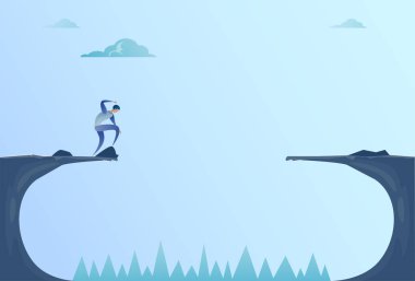 Cliff Gap sorun ekonomi iflas kavramı kenarında duran iş adamı