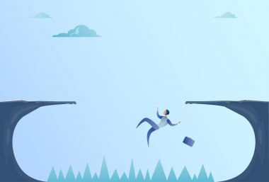 Cliff Gap sorun ekonomi iflas kavramında düşen iş adamı