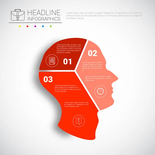 Headline Infographic Design Head Steps Données commerciales Collection graphique Présentation Espace de copie — Image vectorielle