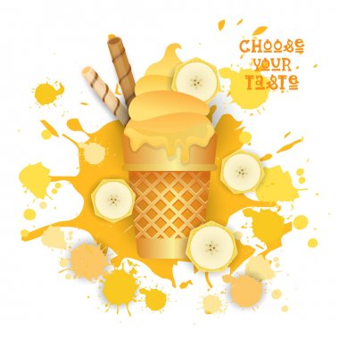 Dondurma muz koni renkli tatlı simgesini seçin, tat Cafe Poster