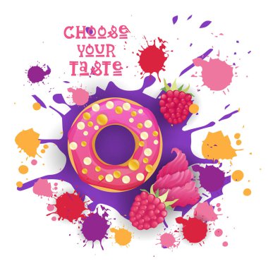 Çörek ahududu renkli tatlı simgesini seçin, tat Cafe Poster