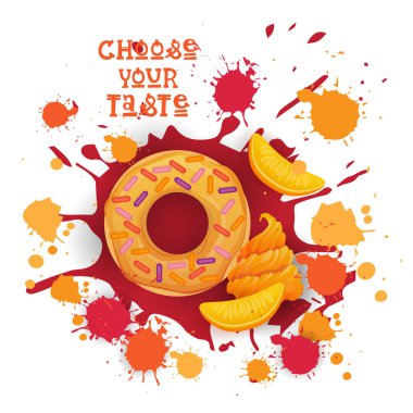 Çörek şeftali renkli tatlı simgesini seçin, tat Cafe Poster