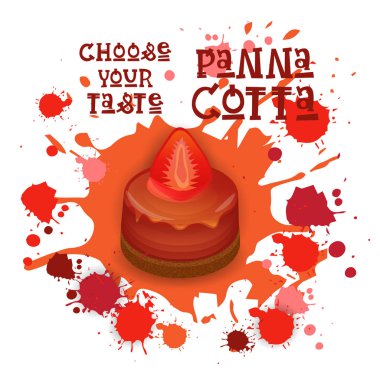 Panna Cotta çilekli tatlı renkli simge seçmek senin tat Cafe Poster
