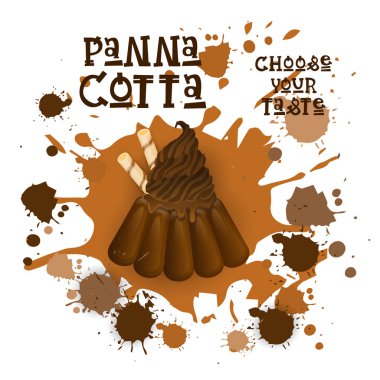 Panna Cotta çikolata tatlı renkli simge seçmek senin tat Cafe Poster