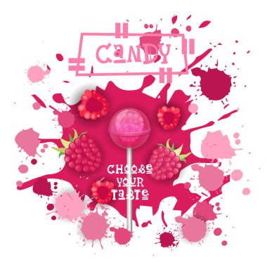 Şeker ahududu Lolly tatlı renkli simge seçmek senin tat Cafe Poster