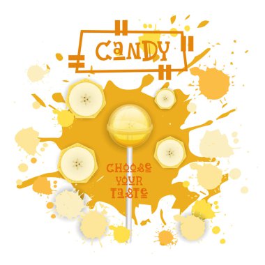 Şeker muz lolipop tatlı renkli simge seçmek tat Cafe Poster