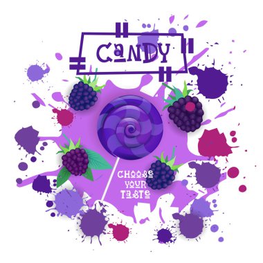 Şeker Blackberry Lolly tatlı renkli simge seçmek senin tat Cafe Poster