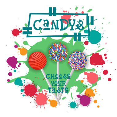 Candys Lolly tatlı renkli simge seçmek senin tat Cafe Poster