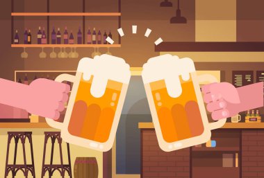 Pub veya Bar Restoran bira kişi parti kutlama Festivali kavramı tezahürat tungur eller