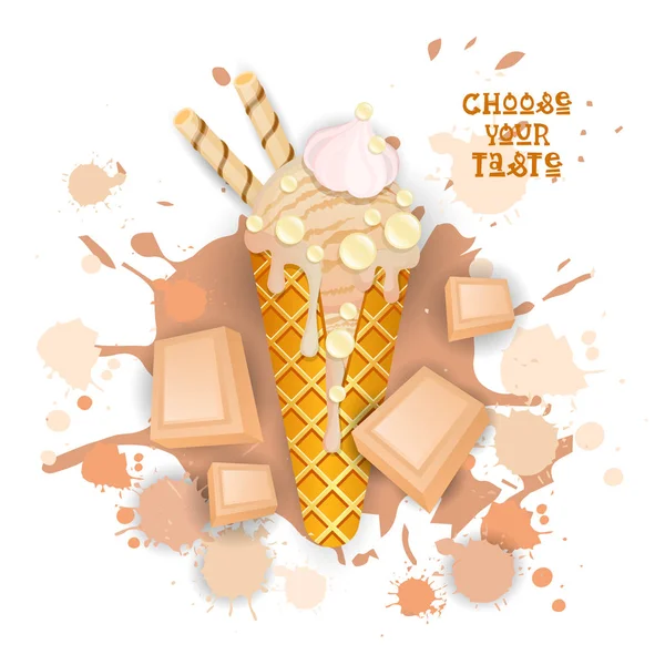 Dondurma beyaz çikolata koni renkli tatlı simgesini seçin, tat Cafe Poster