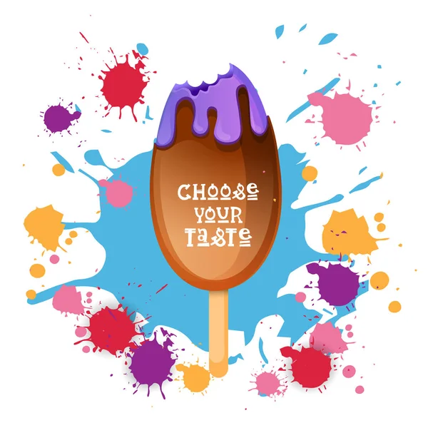 冰激淋棒棒糖多彩甜点图标选择你品味咖啡厅海报 — 图库矢量图片