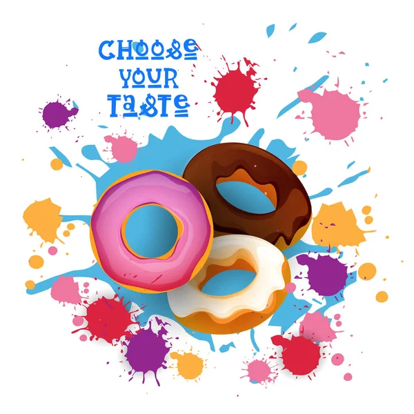 Çörek renkli tatlı simgesini seçin, tat Cafe Poster — Stok Vektör