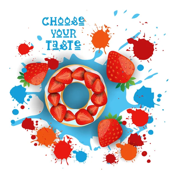 Çörek çilek renkli tatlı simgesini seçin, tat Cafe Poster