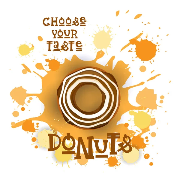 Donut colorido ícone da sobremesa Escolha o seu gosto pôster café — Vetor de Stock