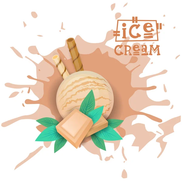 冰激淋白巧克力球甜点选择你品味咖啡厅海报 — 图库矢量图片
