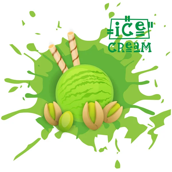 Морозиво Фісташковий кульковий десерт Виберіть ваш смак Кафе плакат — стоковий вектор
