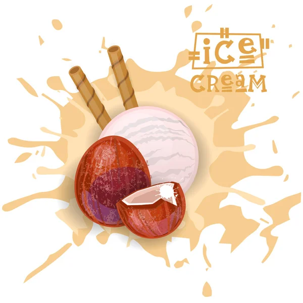 Ice Cream Coconut Ball Dessert Choose Your Taste Cafe Poster — Stock Vector