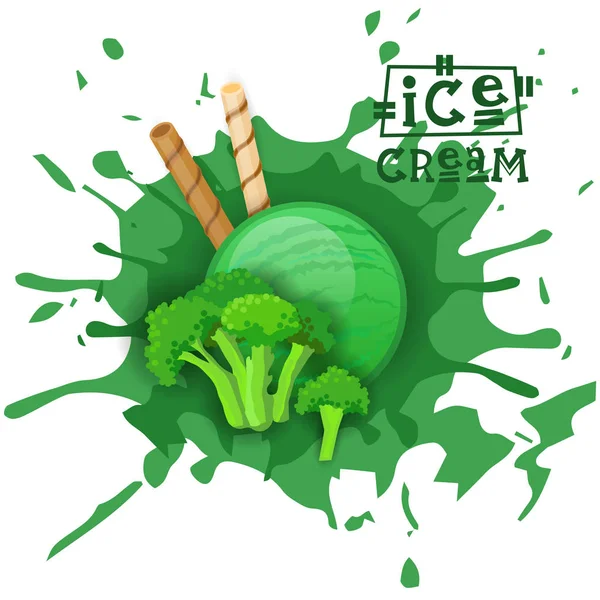 Ice Cream Broccoli bollen Dessert välja din smak Cafe affisch — Stock vektor