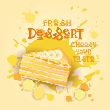 Taze tatlı afiş renkli pasta tatlı güzel lezzetli yiyecek Logo