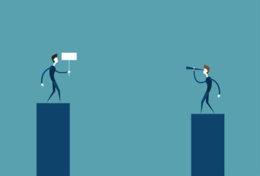 Binoküler başarılı iş adamı bayrak rekabet kavramı Holding üzerinden seyir işadamı lideri