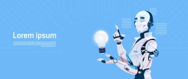 Modern Robot tutun ampul, fütüristik yapay zeka mekanizması teknoloji