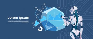 Modern Robot tutun grafik diyagramı, fütüristik yapay zeka mekanizması teknoloji yükleme