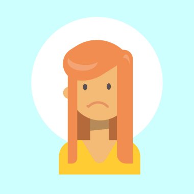 Kadın üzgün duygu profili simgesinin, kadın karikatür portre yüz