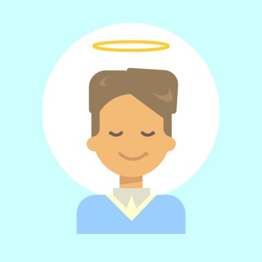 Melek Nur duygu profili simgesinin, adam karikatür portre yüz gülümseyen mutlu olan bir erkek