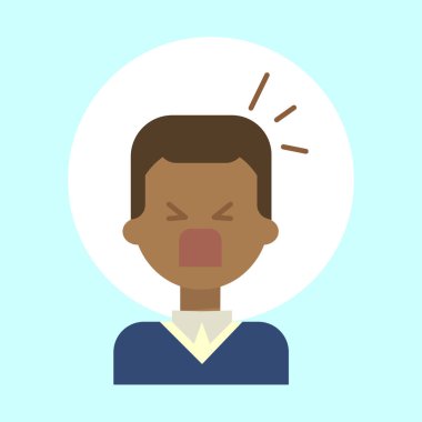 Afro-Amerikan erkek duygu profili simgesinin, adam karikatür portre yüz çığlık