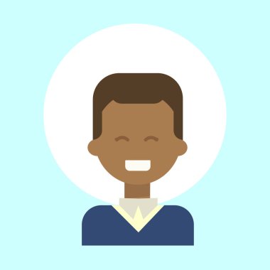 Afrikalı-Amerikalı kadın duygu profil simgesi, kadın portre mutlu gülümseyen yüz çizgi film