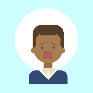 Afro-Amerikan erkek duygu profili simgesinin, adam karikatür portre yüz çığlık